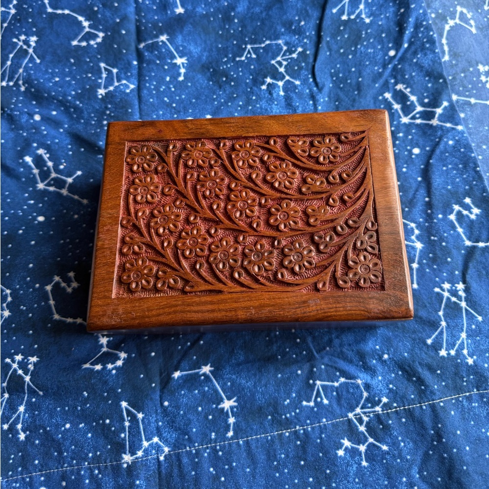 Beautiful Carved Wooden Pet Urn Large to Medium Size